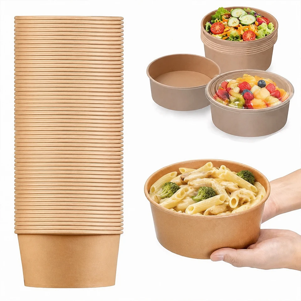 Meal Prep Noodles - 5/10/20 szt. Papierowe miseczki kraft z