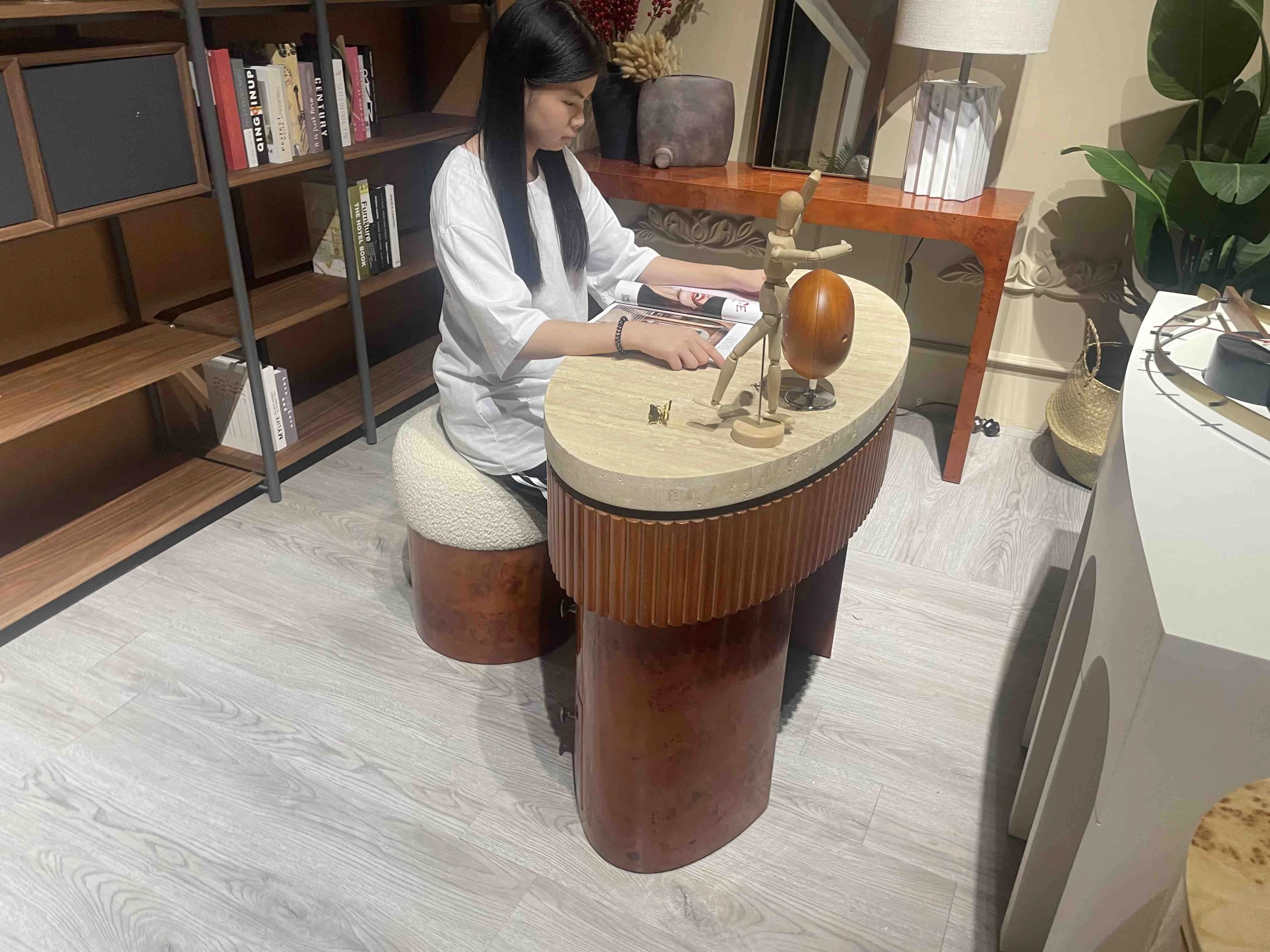 &For Modern Home Office Eco-Friendly Burl Wooden Extendable Convertible Workstation Desk Study Table