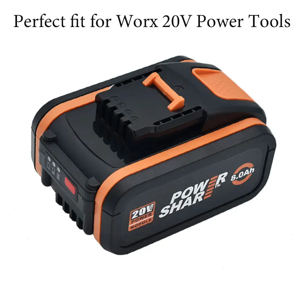 Worx الأصلي 20 فولت 8.0Ah بطارية ليثيوم قابلة للشحن WA3553 WA3551 WA3553.1 WA3570 لجميع أدوات WORX الكهربائية والحديقة #3