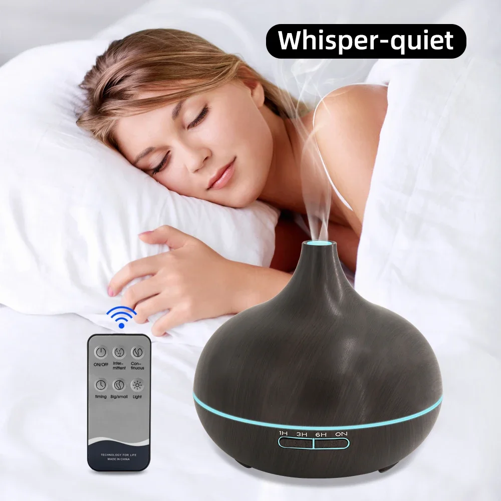 

Extra Large 550ml Essential Oil Diffuser More Runtime, More Benefits! Wood Grain Design, Remote, 7 Color LED, 6 Oils Better Th
