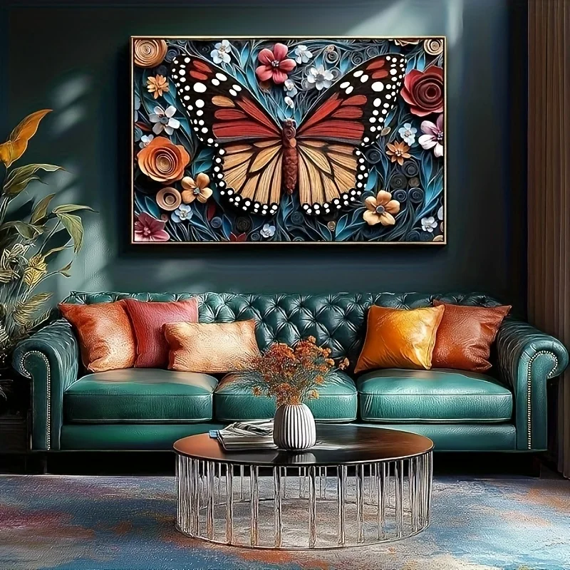 

1000 шт. пазл с бабочками и цветочным принтом - яркий бесшовный дизайн, прочный настенный рисунок 19,7x27,5 дюймов, портативный подарок для домашнего декора