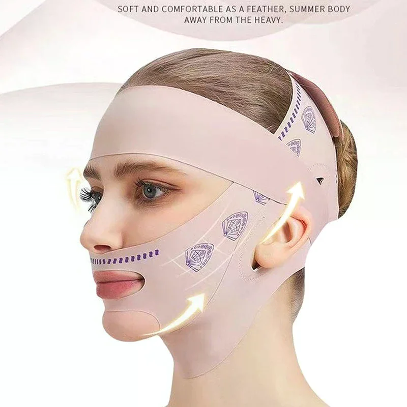 ذات الطابقين الوجه التخسيس ضمادة الوجه رفع حزام الخامس خط الوجه التخسيس حزام مزدوج الذقن المشدود سليم حزام قناع الوجه أداة #5