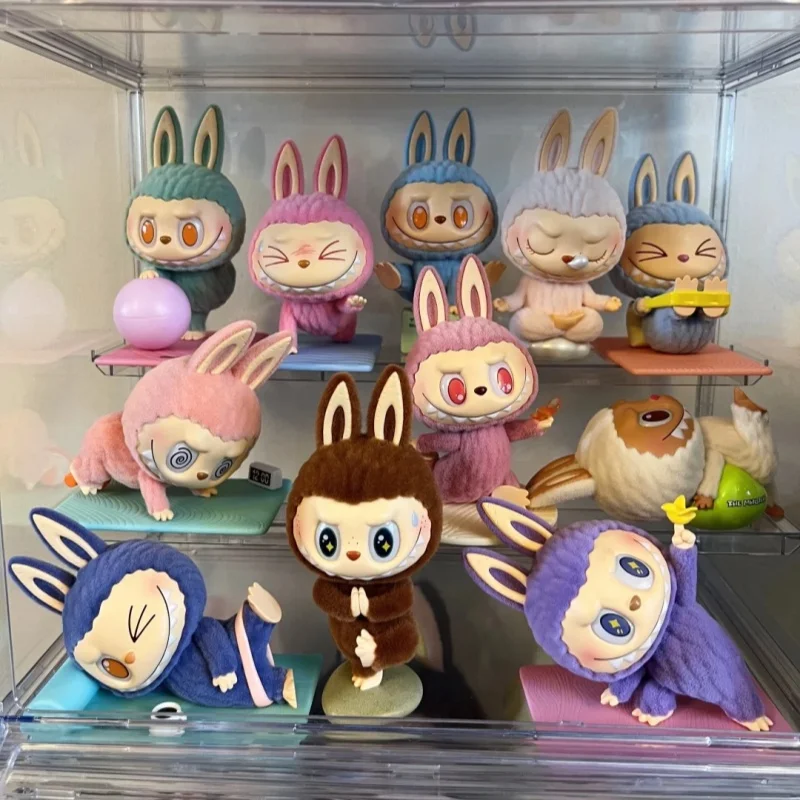 POPMART Resmi Asli Seri The Monsters Labubu Lazy Yoga Kotak Misteri Lucu Buatan Tangan Blind Box Hadiah Kejutan Liburan untuk Wanita