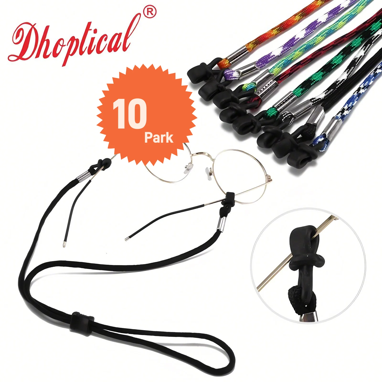 【10 Pcs】Sports Eyewear Strap Non-Slip Adjustable Eyewear Retainer Cord Multi-Color for Running Cycling Fitness Outdoor Sports