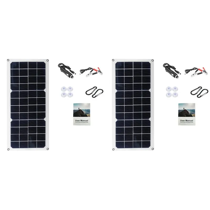 ABBN-2X 12V 30W Solar Panel Car Van Boat Caravan Trickle Portable Battery Solar Charging Panel
