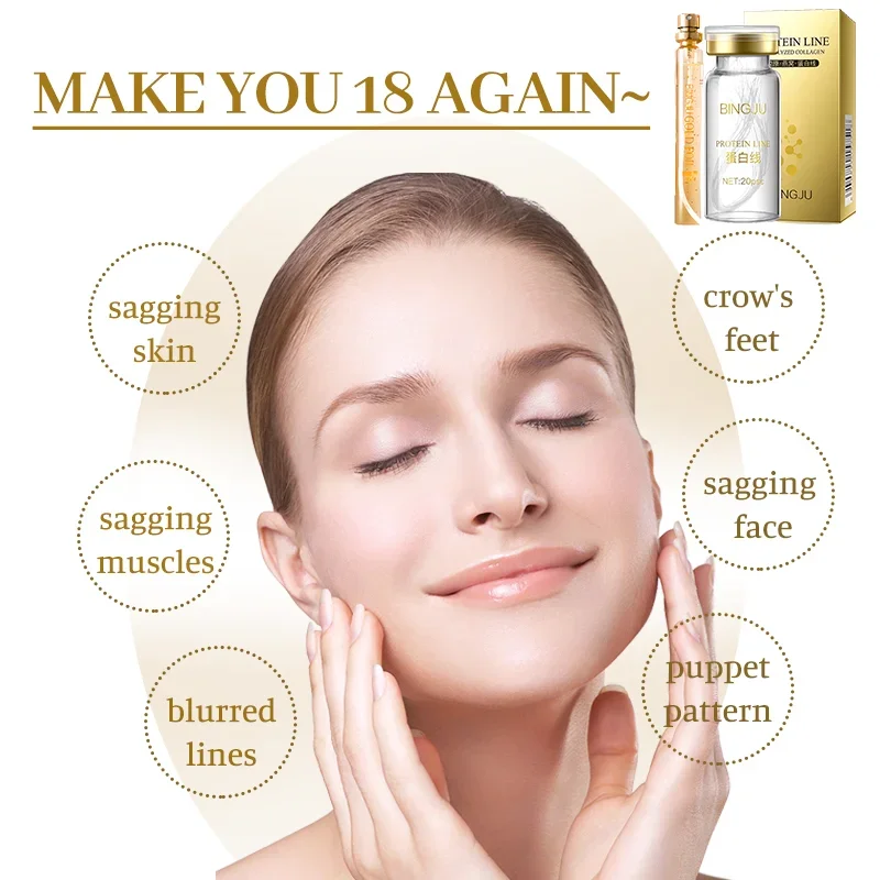 24K Gold Face Filler Absorbable Collagen Protein Thread Face Lift Plump Silk Fibroin Line Carving Anti Aging Essence Face Serum