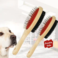 Peine piezas de doble cara para mascotas, cepillo de belleza para perros y gatos, cepillo suave de madera, SUMINISTROS DE ASEO para perros, 1 unidad