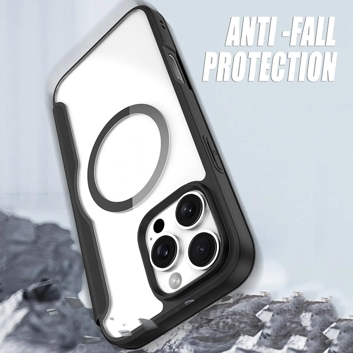 Casing Dompet untuk iPhone 16/16 Plus/16 Pro/16 Pro Max Casing Magnetik Bening Kulit dengan Penutup Perlindungan Penuh Flip Cincin Jari