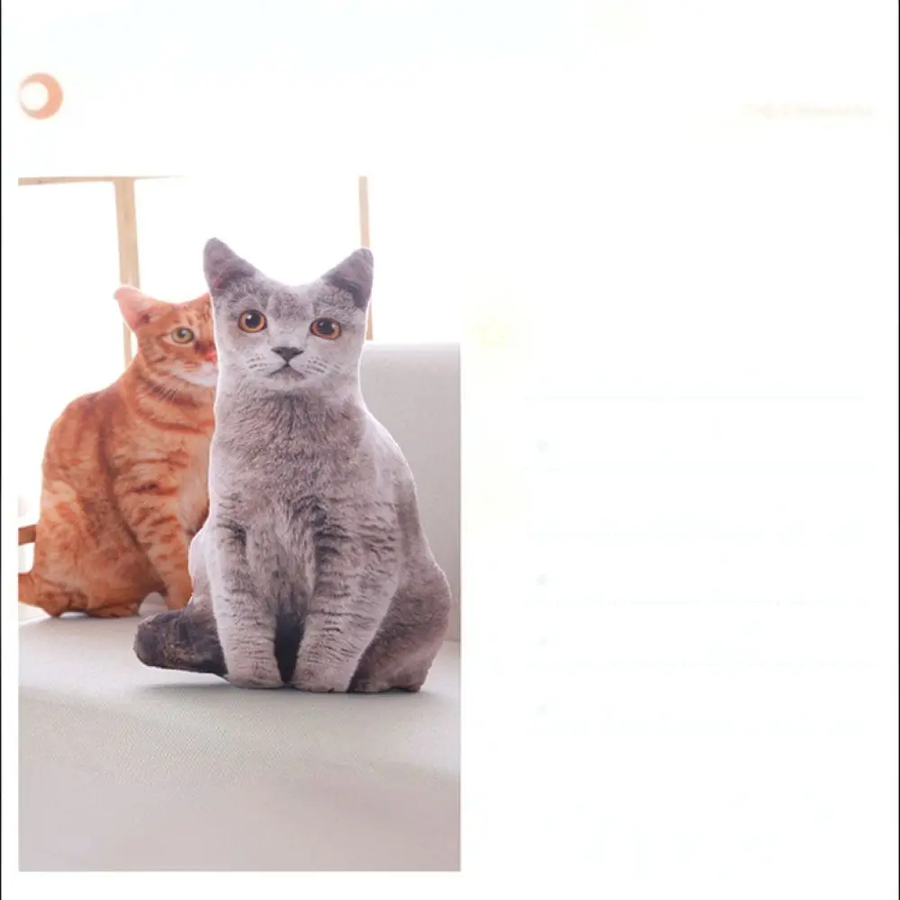 Cute Simulation Cat Plush Pillow 3D Realistic Kitten Stuffed Toy Soft Sofa Cushion Nap Pillow Cartoon Animal Decoration