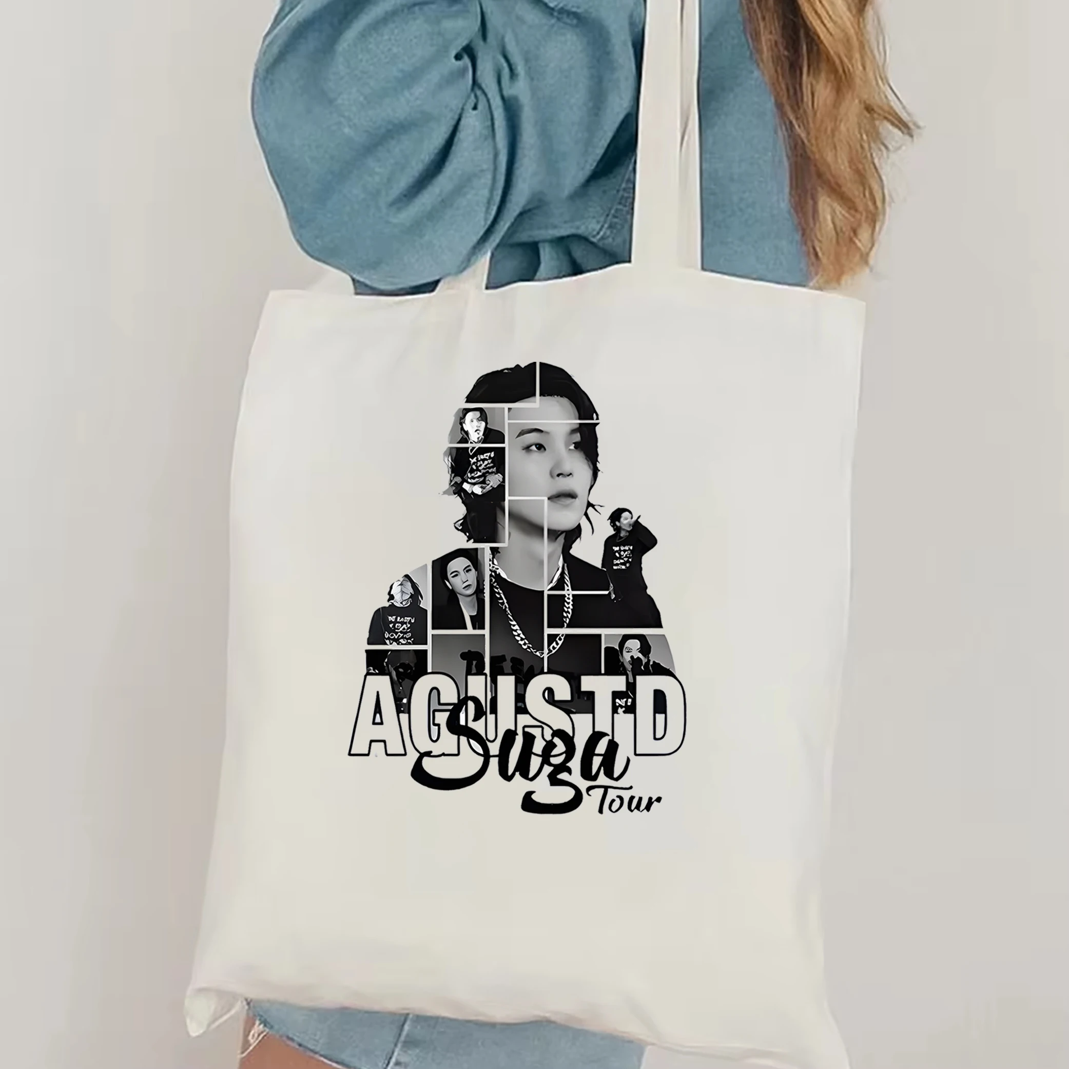 D Day Movie canvas tote bag Suga On Tour 2024 borsa a tracolla D Day Album tote bag borsa a tracolla coreana con musica Pop Harajuku Print bag