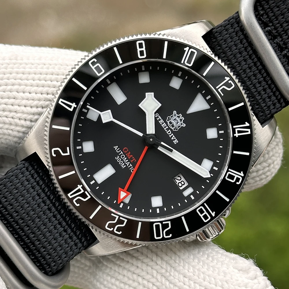STEELDIVE 2025 New Watch Four Hands SD1925GMT  Ceramic Bezel Luminous NH34 Automatic Movement 300M Waterproof Dive Watch for Men