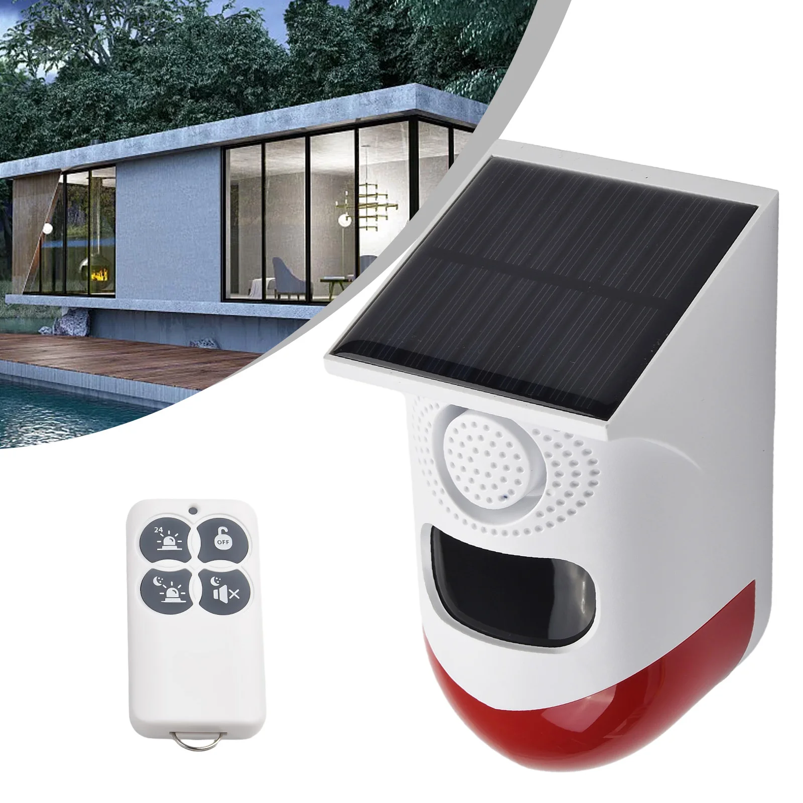 Solar Light Alarm Infrared Alarm Security Alarm 5V X 0.6W 6-8 Hours Polysilicon Wireless For Residential Houses