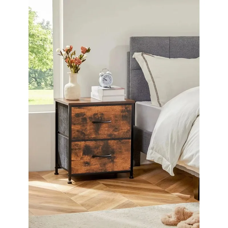 

Nightstand Bedside Coffee Sofa Tea Table Storage Closet Chest Clothes Display For Bedroom 2 Fabric Drawers Cabinet Furniture
