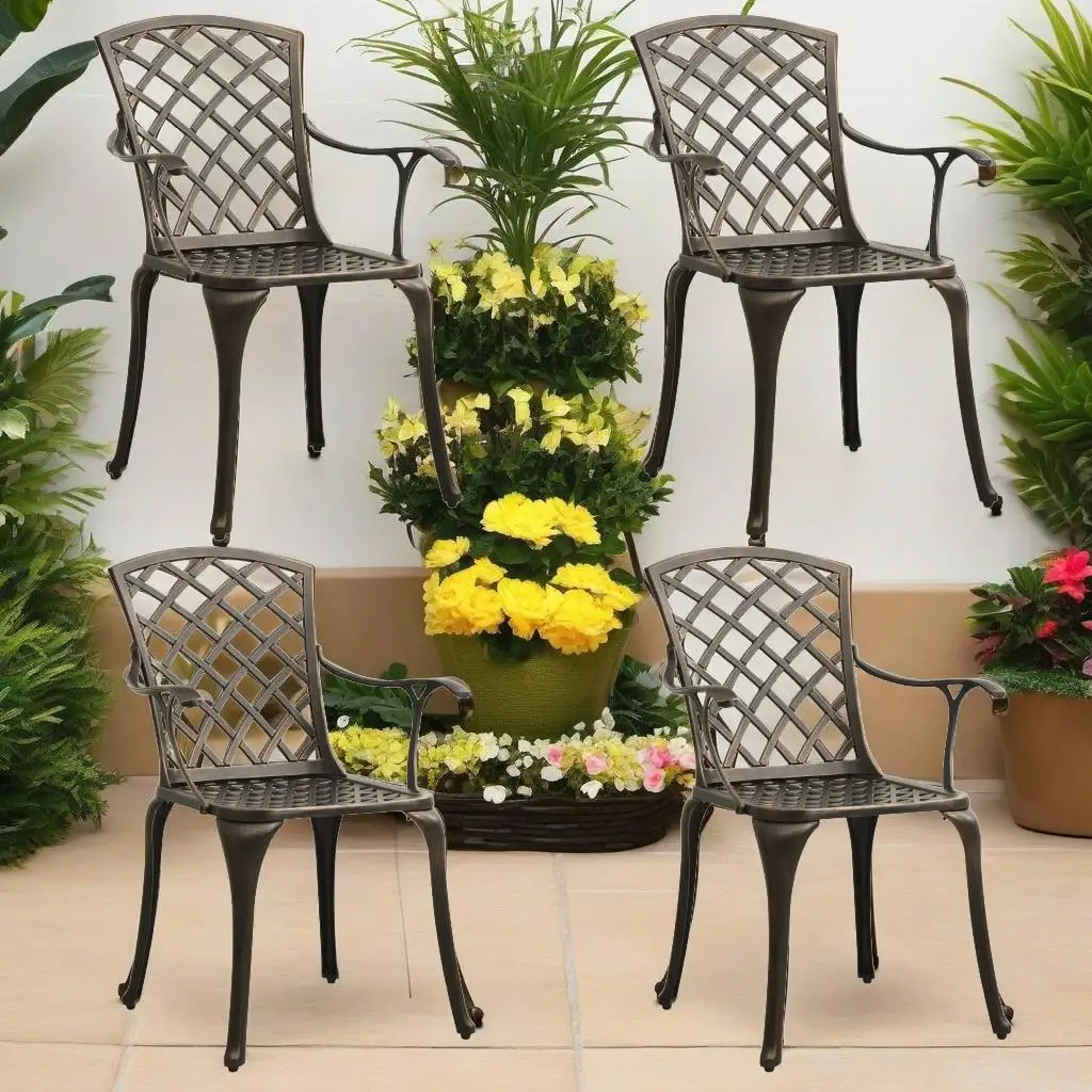 Elegant 5-Piece Cast Aluminum Bistro Set - Stylish Bronze Garden Patio Furniture