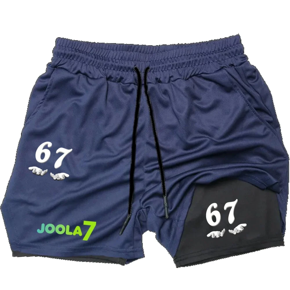 JOOLA 7/67 Print 2-in-1 Quick Dry Shorts Compression Liner Men Running Gym Sport Shorts