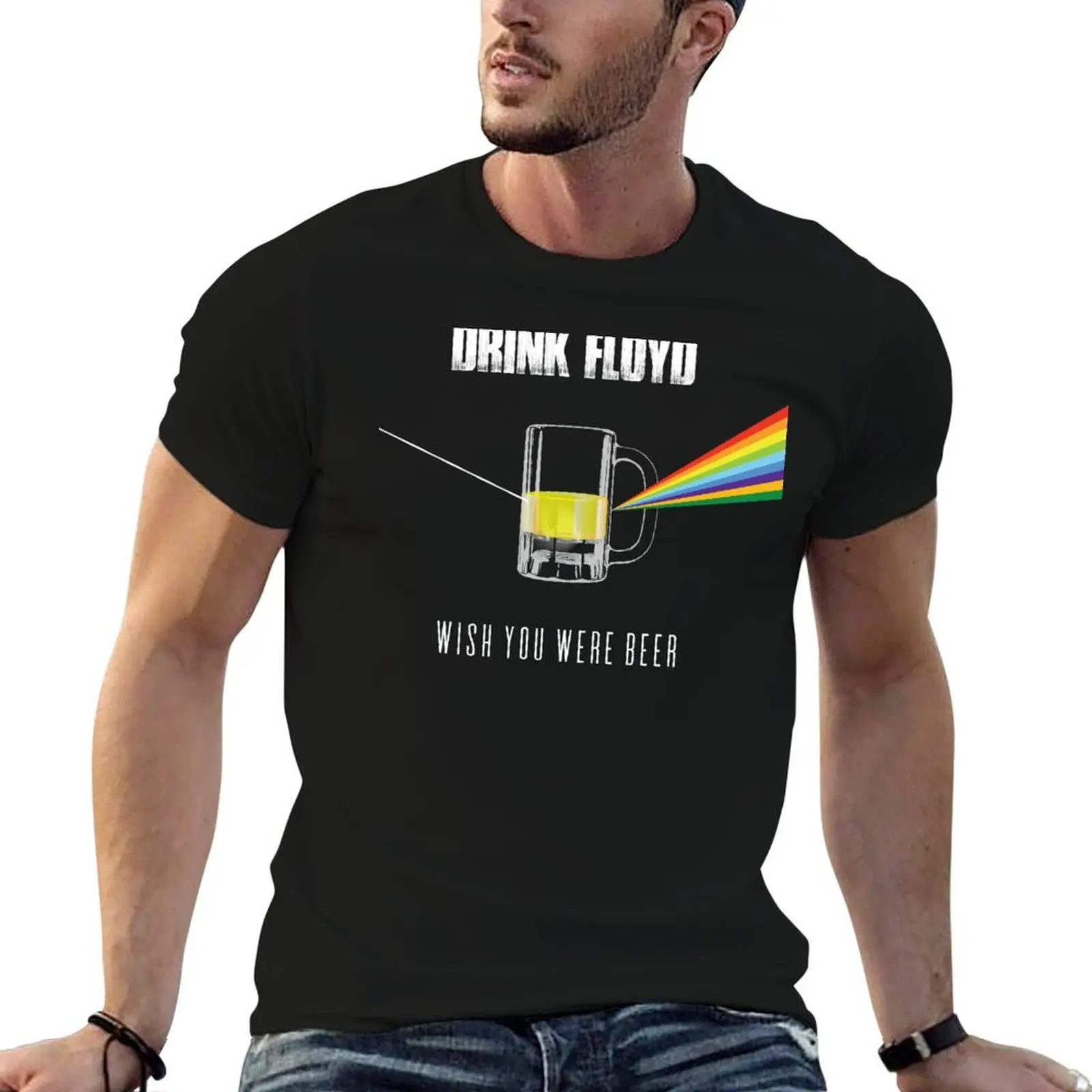 Drink Floyd British Rock Band Wish You Were Beer Funny Music Design T-Shirt Funny t-shirt shirts graphic tees men clothes