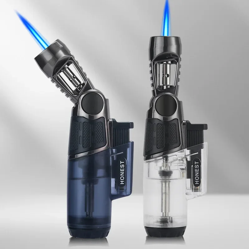

HONEST Transparent Body Fuel Tank Butane Torch Lighter Good Quality Cigarette Jet Turbo Torch Flame Small Welding Cigar Igniter