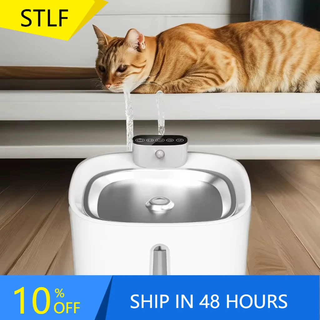 

STLFStainless Steel Cat Dog Pet Water Fountain Intelligent Automatic Drink Dispenser Multi-layer Filtration Detachable Rounded