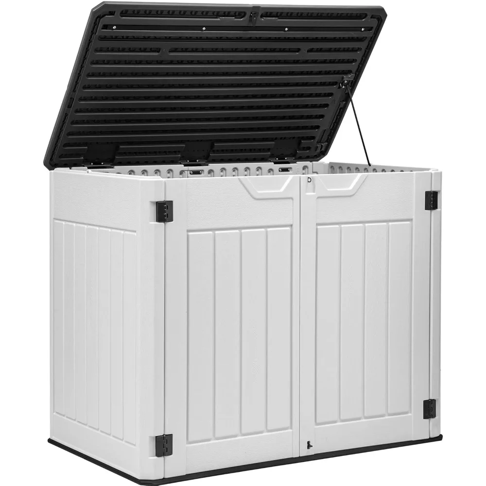 

Outdoor Horizontal Storage Sheds W/o Shelf, 35 Cu Ft Lockable Resin Waterproof Shed, Ideal for Garden Tools, Customized