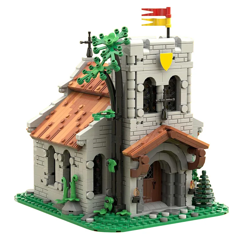 

CLassic Lion King Church lion shield Retro Medieval Street View ideas DIY Medieval Castle Architecture Model Toys Kids Gifts