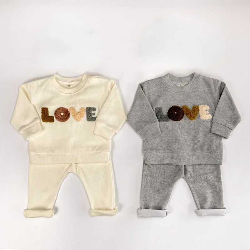 

PTKPCC Spring Autumn New Babies Clothes Outfits Born Baby Boy Outfits Little Girls Boys Pullovers Tops+Pants 2PCS Baby Stuff