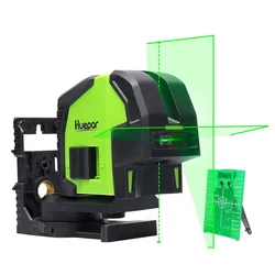 Huepar 2 linee 2 punti a piombo livello Laser a raggio verde angolo ventola autolivellante di 130 ° strumenti di livello a linea trasversale verticale e orizzontale