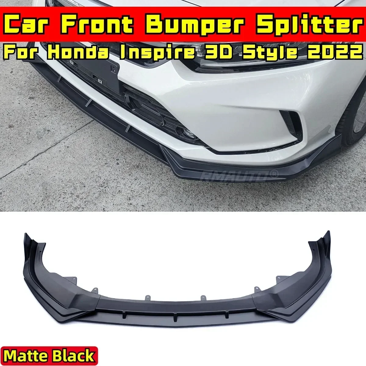 Inspire Front Bumper Splitter Matte Black 3D Style Bumper Diffuser Spoiler Body Kit For Honda Inspire 2022 Car Accessories