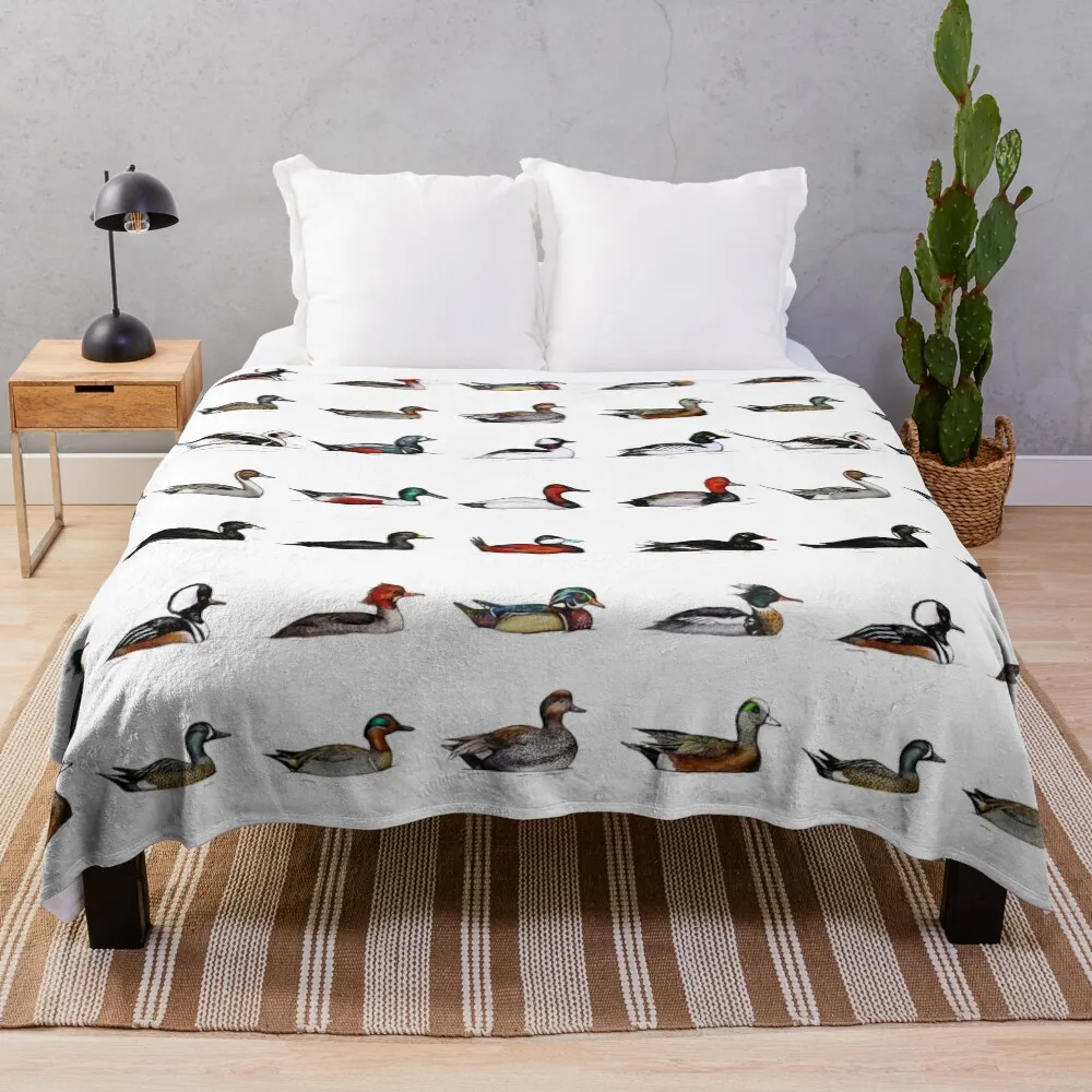 

Ducks of North America - 20 diving and dabbling ducks, bird art, duck paintings Throw Blanket