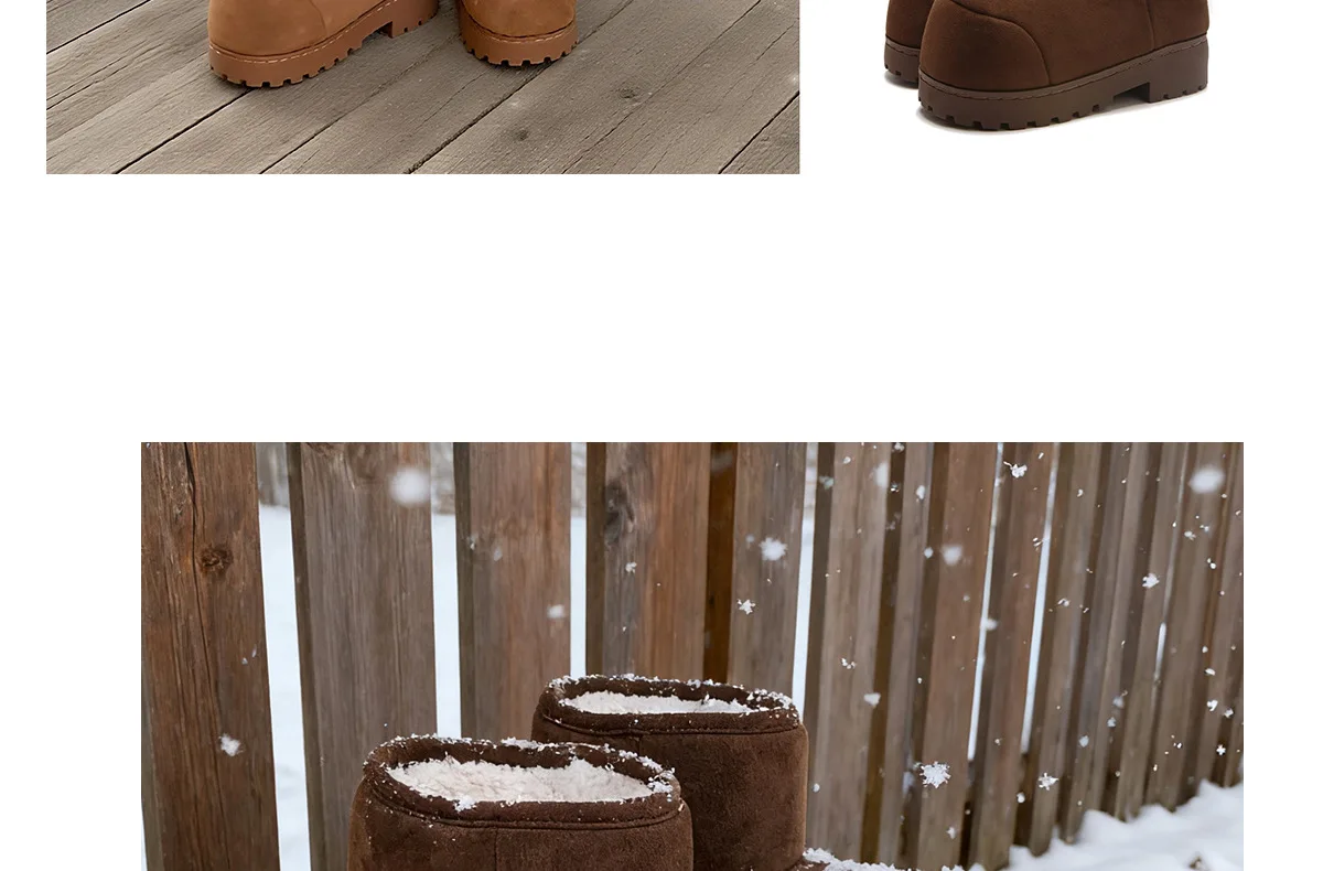 Neue Damen-Schneestiefel mit niedrigem Absatz, Markenschuhe, Winter-Knöchelstiefel zum Überziehen, warme Plüschschuhe für Damen, luxuriöse Damenmode, breite Stiefeletten – Detail 15