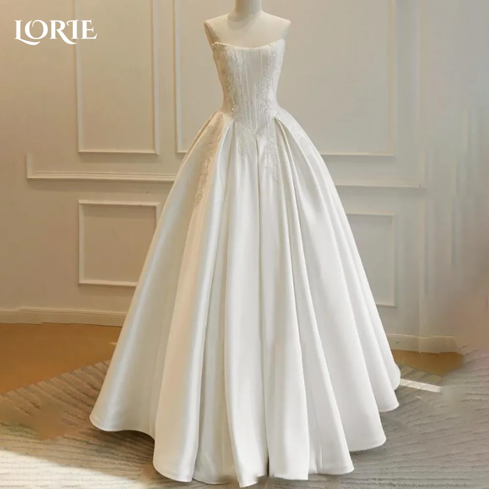

LORIE Modern Wedding Dress Strapless Sweetheart Chiffon Pleats A-line Bride Gown Customized Corset Bride Dress Plus Size Dress