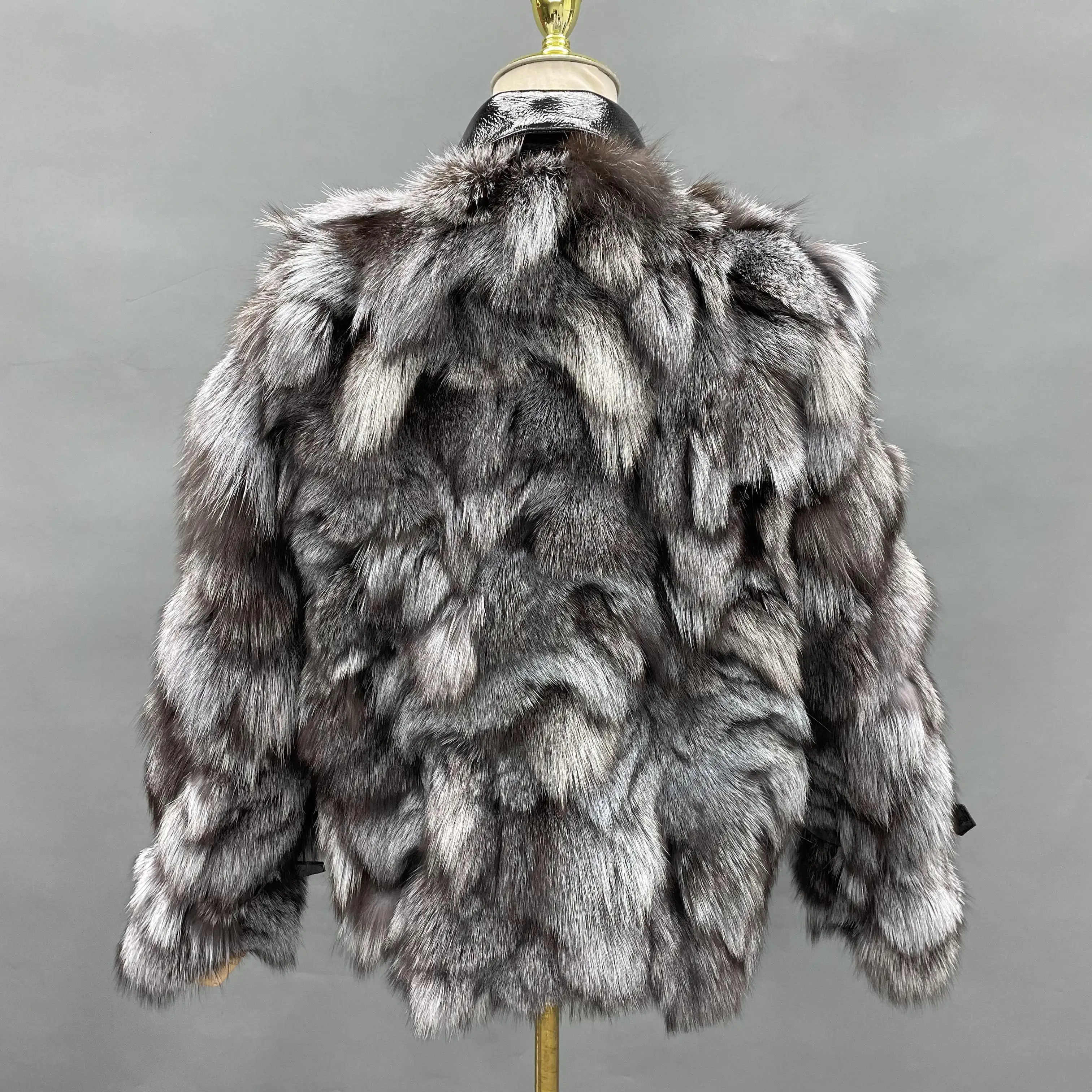 Autumn Winter Women Cool Leathet Jacket Real Fox Fur Coat Fashion Sheepskin Leather Coat