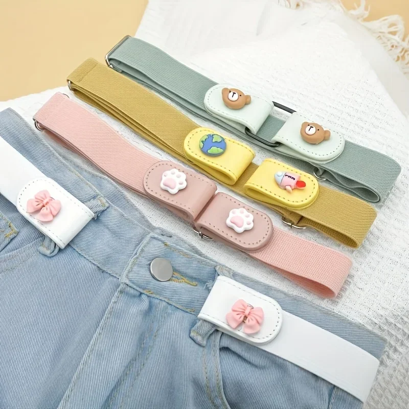 1pc fivela de imprensa estilo cinto preguiçoso feminino versátil jeans cinto invisível sem traço elástico cinto de estiramento comprimento ajustável
