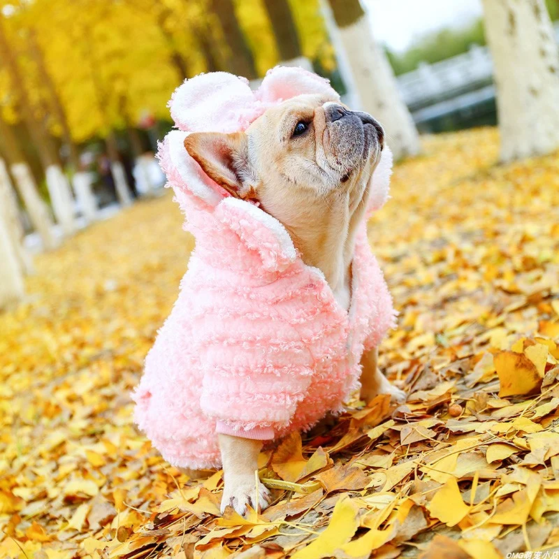 1PC Pet Clothing Autumn/Winter Thickened and Velvet Fadou Flower Pink Cotton Coat Coat Suitable for Small and Medium Dogs