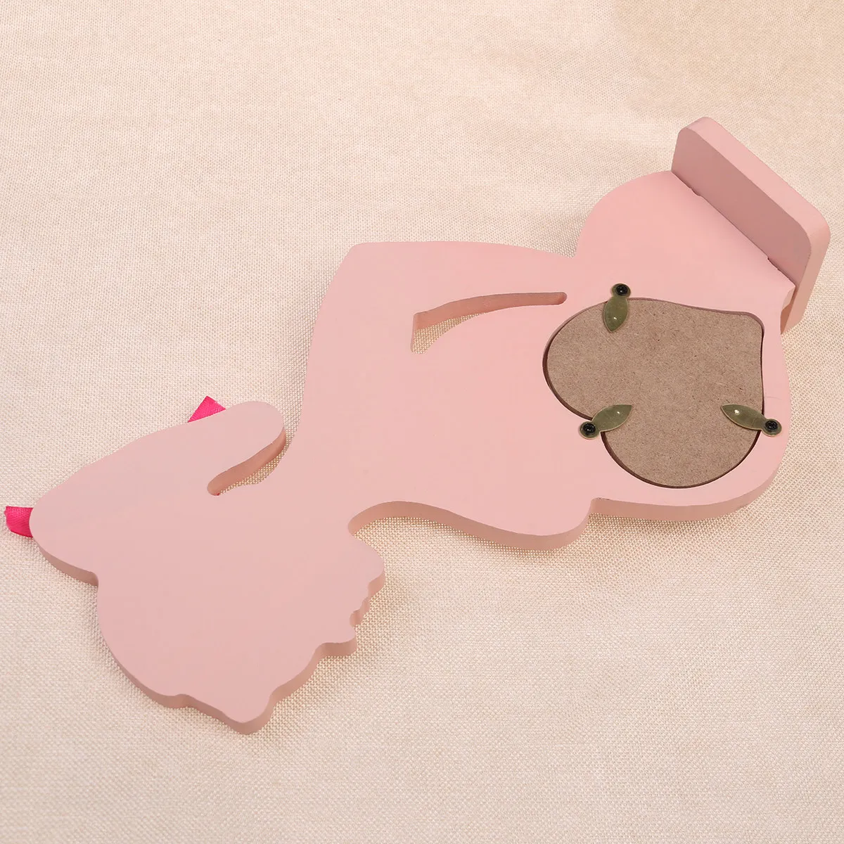 Wooden Frames Wedding Props Ornaments Heart Belly Photo Frame Pregnant Woman Pink Bow Ponytail Design Home Decor Gift Idea
