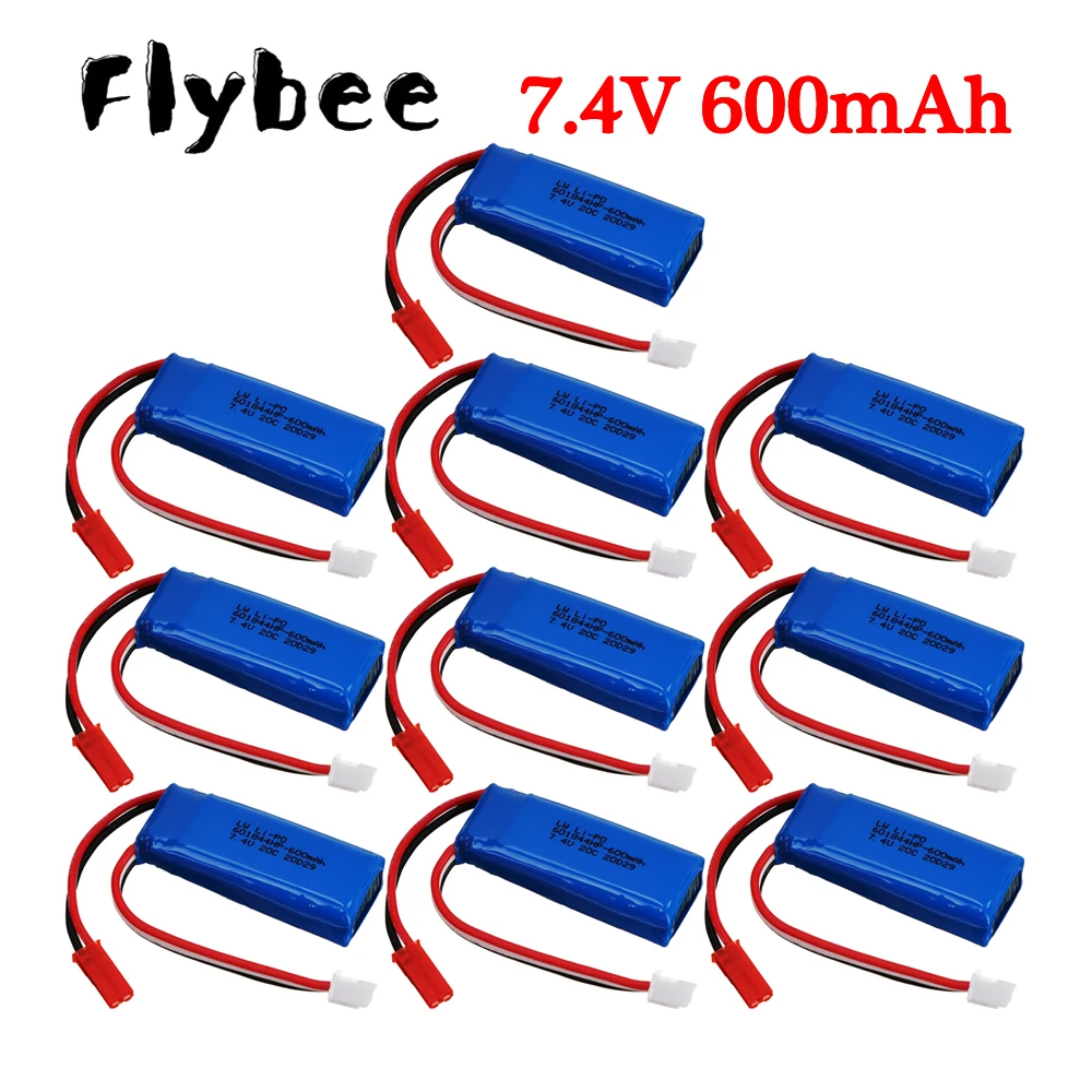 7.4V 600mAh 20C Lipo Battery for WLtoys K969 K979 K989 K999 P929 P939 RC Car Parts 2S 7.4v 601844 Battery for WLtoys K969