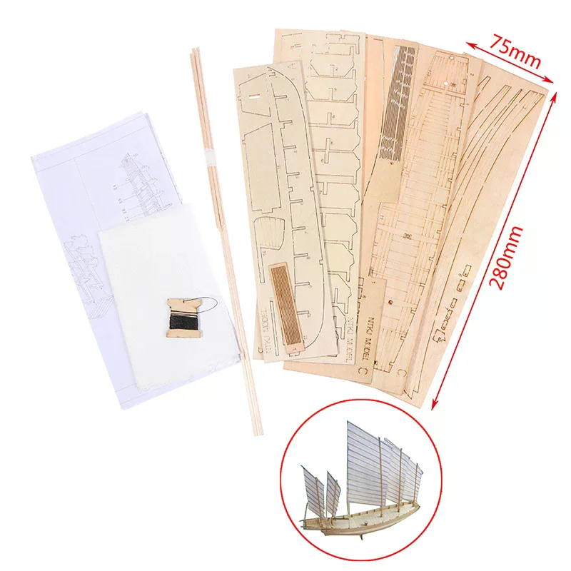 

Chinese sand boat wooden assembly model kit DIY handmade antique ship model