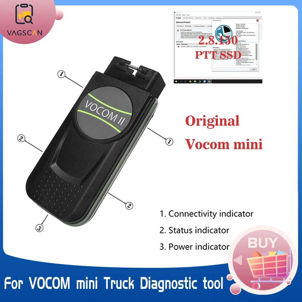 

Heavy Duty Truck 2.8.150 Premium Tech Tool for VOCOM II Vocom2 mini Diagnostic Tool Truck Bus excavator diagnostic tool