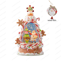 Vintage Style Christmas Lantern Decor, Animated Santa Claus Train Set with LED Lamp, Collectible Holiday Ornament