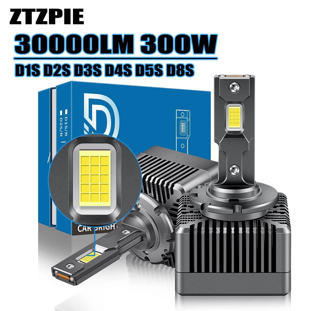 

ZTZPIE 6000K 30000LM D1S D2S D3S D4S D8S D5S Copper Tube Led Headlight CSP 7740 Lamp Canbus Powerful Car Light Bulb 2PCS 300W
