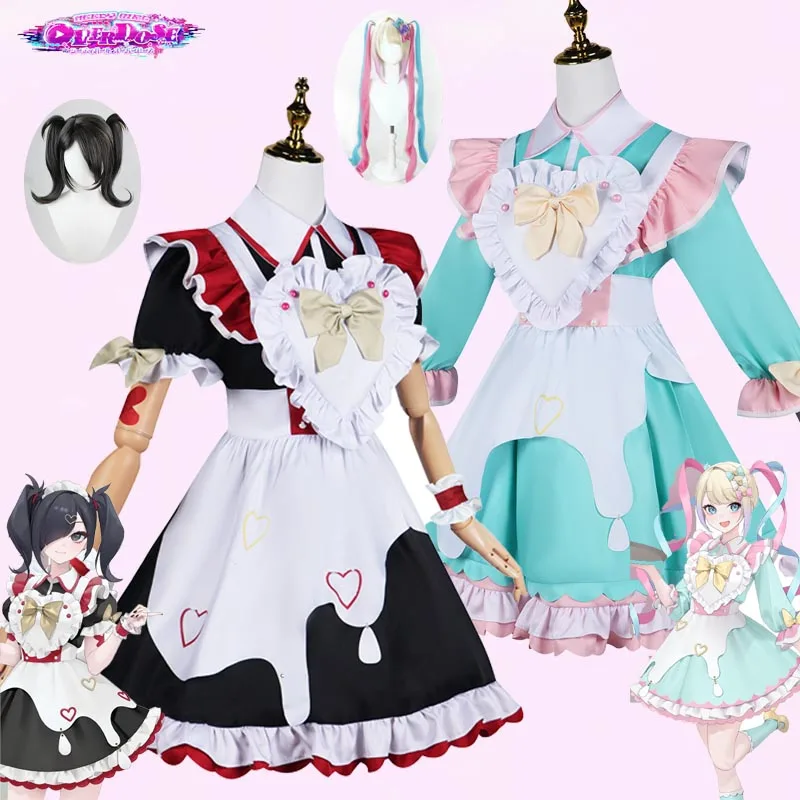 

Kangel Cosplay Costume Needy Girl Overdose Anime Wig Lolita Maid Dress Uniform Comic Con Outfit Halloween Party Suits for Girls