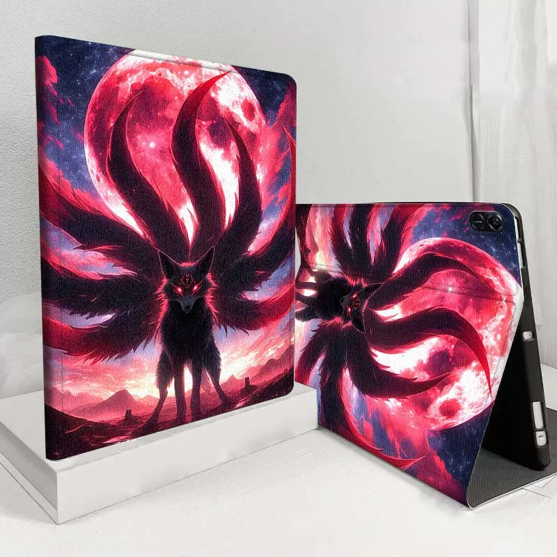 حافظة كمبيوتر لوحي بنمط عالم الثعلب ذو تسعة ذيل لهاتف Honor Tab Pad 6 7 8 9 X8 V7 V8 X9 13 X8a X9a Pro 10 Magic GT2 10.1 13.3 بوصة #3