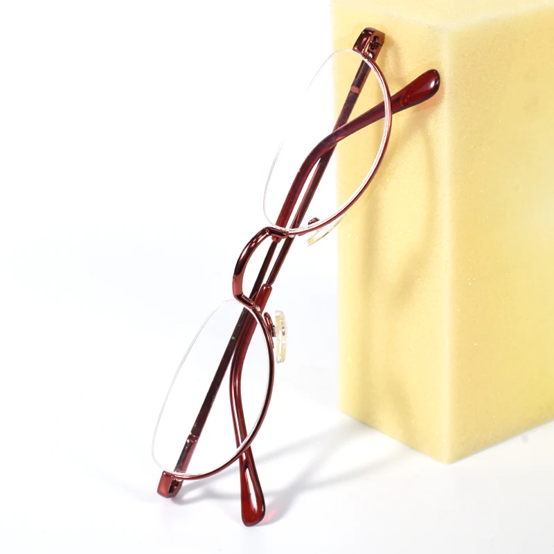 Rote Vintage-Lesebrille mit rundem Rahmen für Herren, runde Halbrahmen-Damenbrille mit Blaulichtfilter und Federscharnier +125+175+225