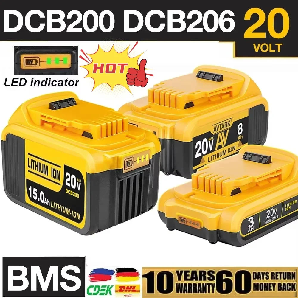 NEW 12000mAh DCB200 20V Battery Compatible with dewalt power Tools 18V rechargeable electric tool Lithium batteries 20V 18Volt