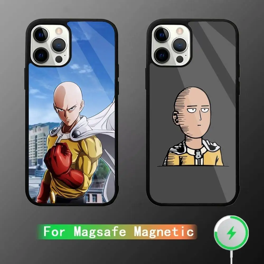 

One Cartoon Punchs Man Phone Case For iPhone 17,16,15,14,13,12,11,Pro,Max,Plus,Mini,SE4,E Magnetic Magsafe Wireless Charging