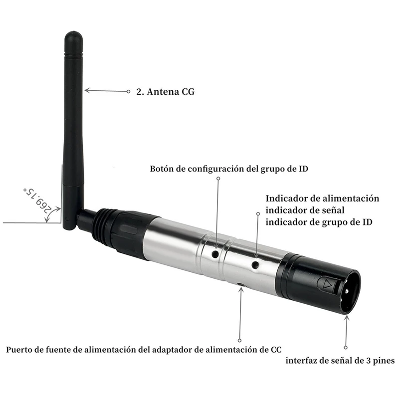 Wireless DMX512 Transmitter Receiver DMX Stage Light Wireless 2.4G Rechargeable Battery Run 16 Hours Receiver