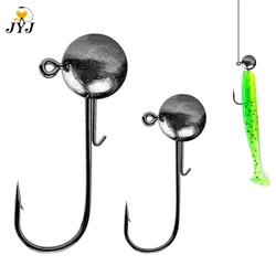 10pcs/lot 1g-20g big head jigs hook All size Round Ball Jig Head Hook Weedless Long Shank Jig Head For Soft Worm Fishing