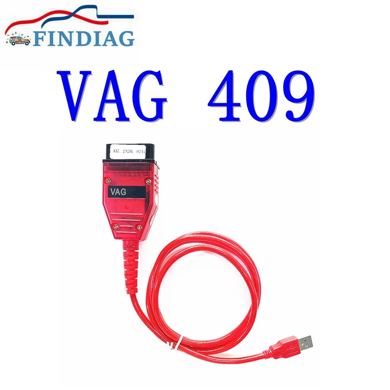 10pcs/lot VAG KKL 409 Scanner Tool FT232RL 9241A Red Housing Chip OBD2 USB Cable Interface for Audi Seat Volkswagen Skoda