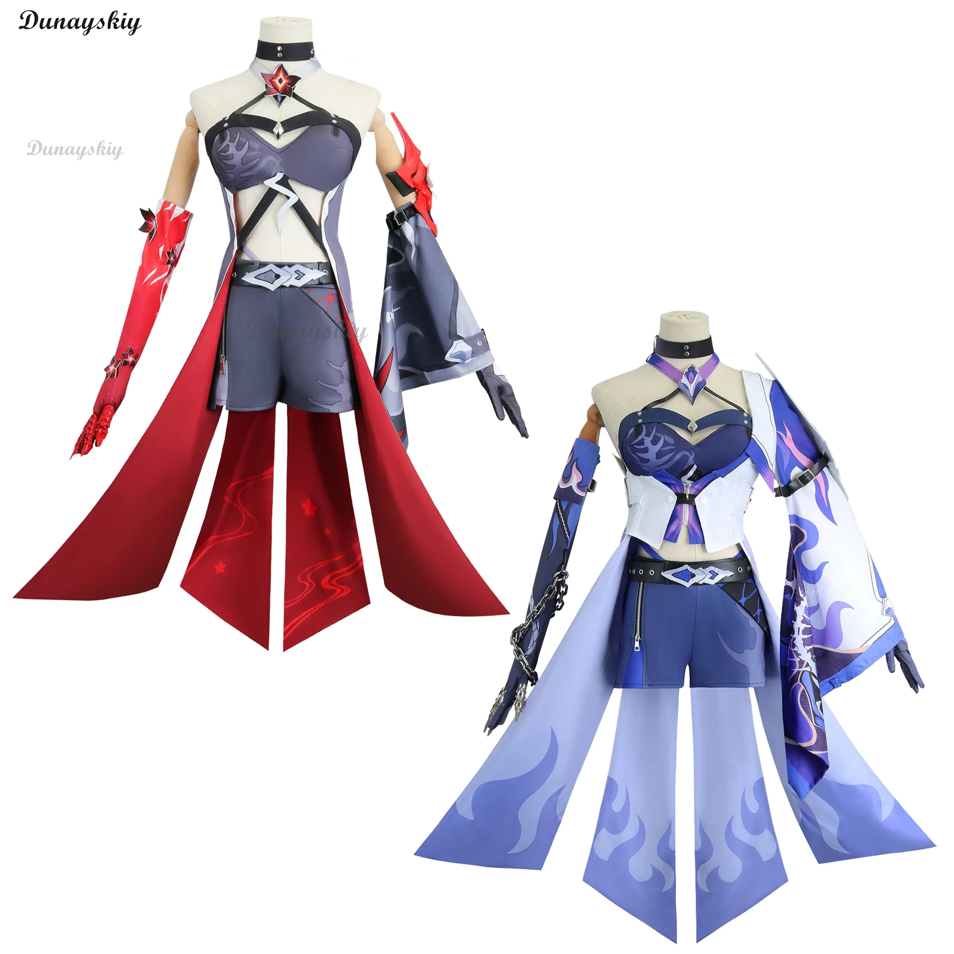 أزياء Acheron التأثيرية لعبة Honkai Star Rail Cos فستان مثير أحمر أرجواني موحد شعر مستعار لحفلات الهالوين كرنفال للنساء والفتيات
