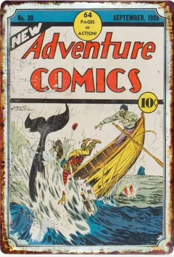 Superhero Adventure Comic Book Cover Tin Sign All Metal sizes up to 12x 18-Aluminum