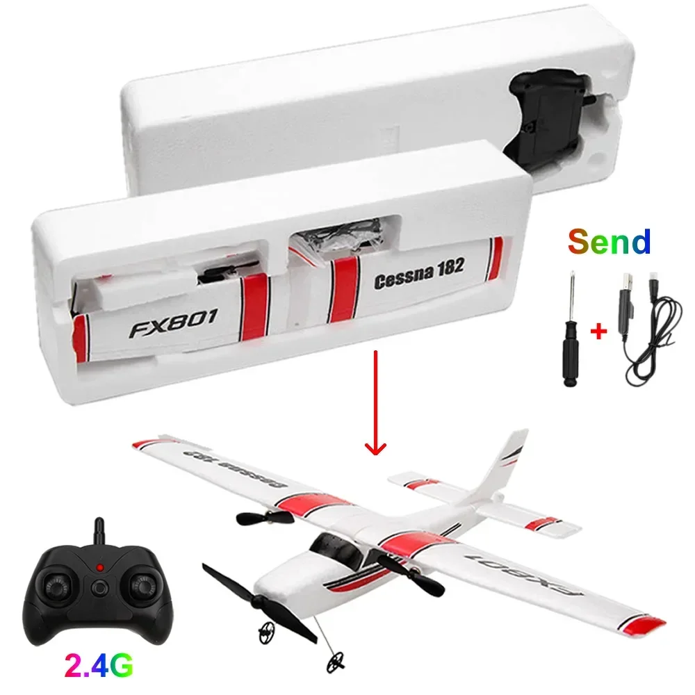 HYRC FX801 Beginner Electric Airplane RC RTF Epp Foam UAV 150M Remote Control Glider Plane Kit Cassna 182 Power Motor Aerocraft